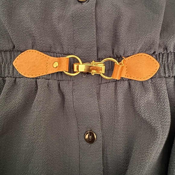 Navy Blue Sleeveless Shirt Dress - Picture 5 of 7